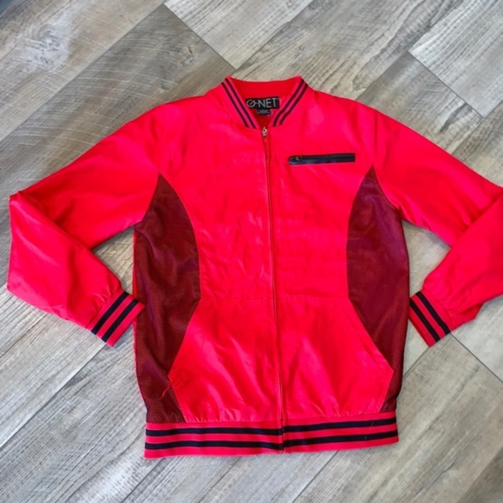G-Net red black windbreaker jacket EUC Large